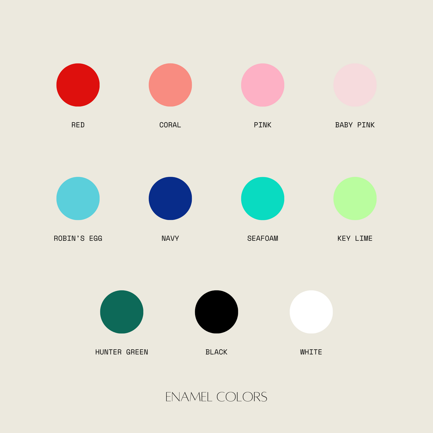 Enamel Color Chart
