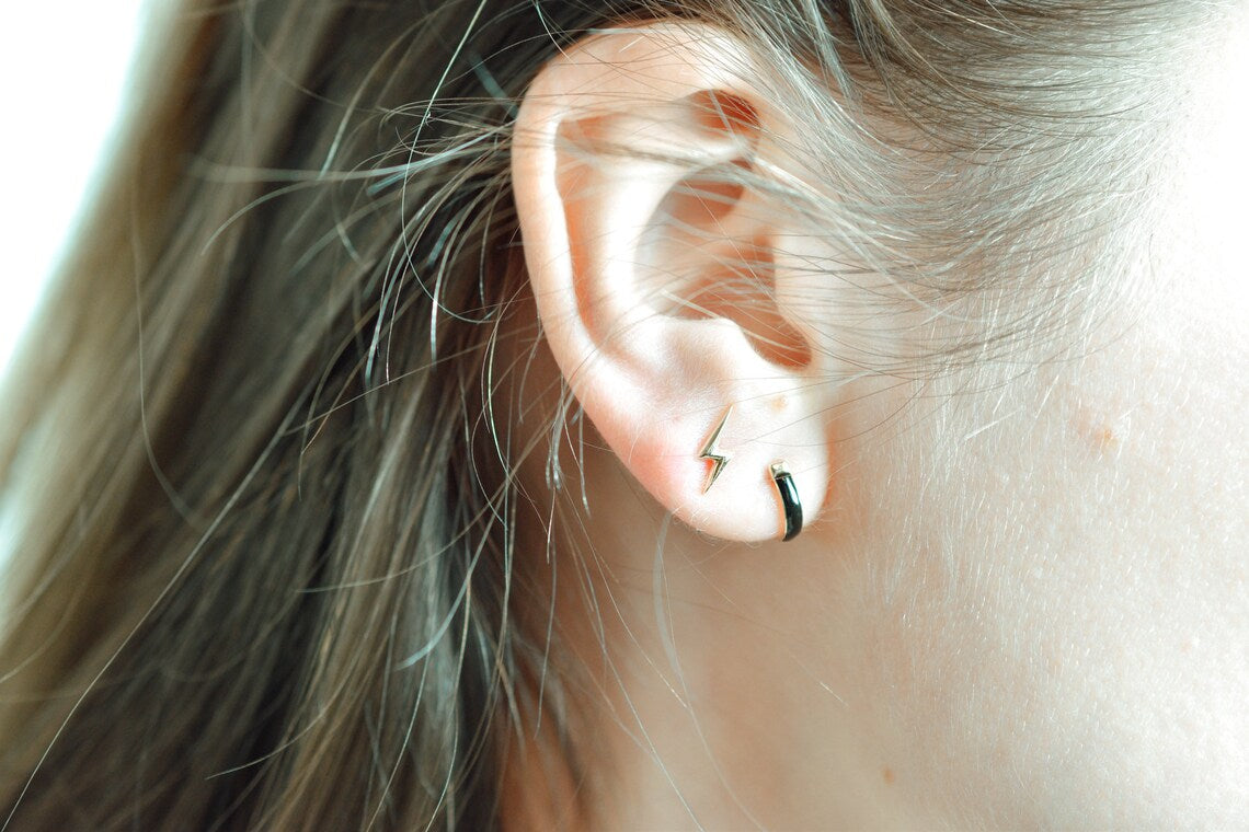Lightning Bolt Studs & Enamel Huggies