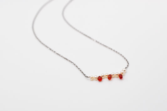 Pearl & Red Bead Necklace