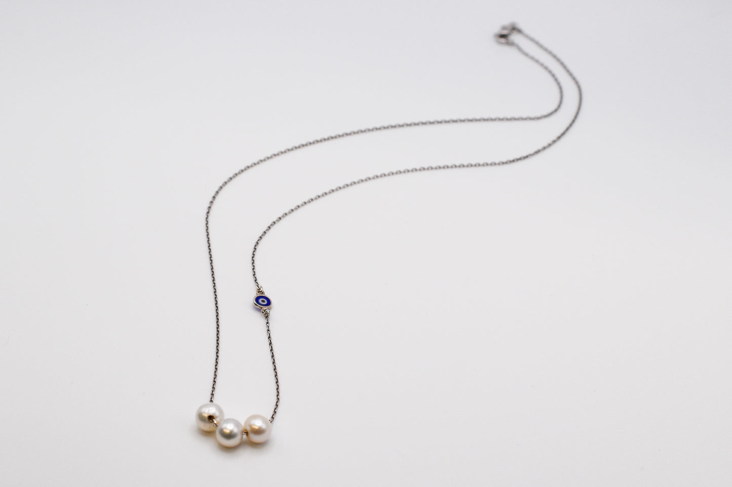 Pearl & Evil Eye Necklace