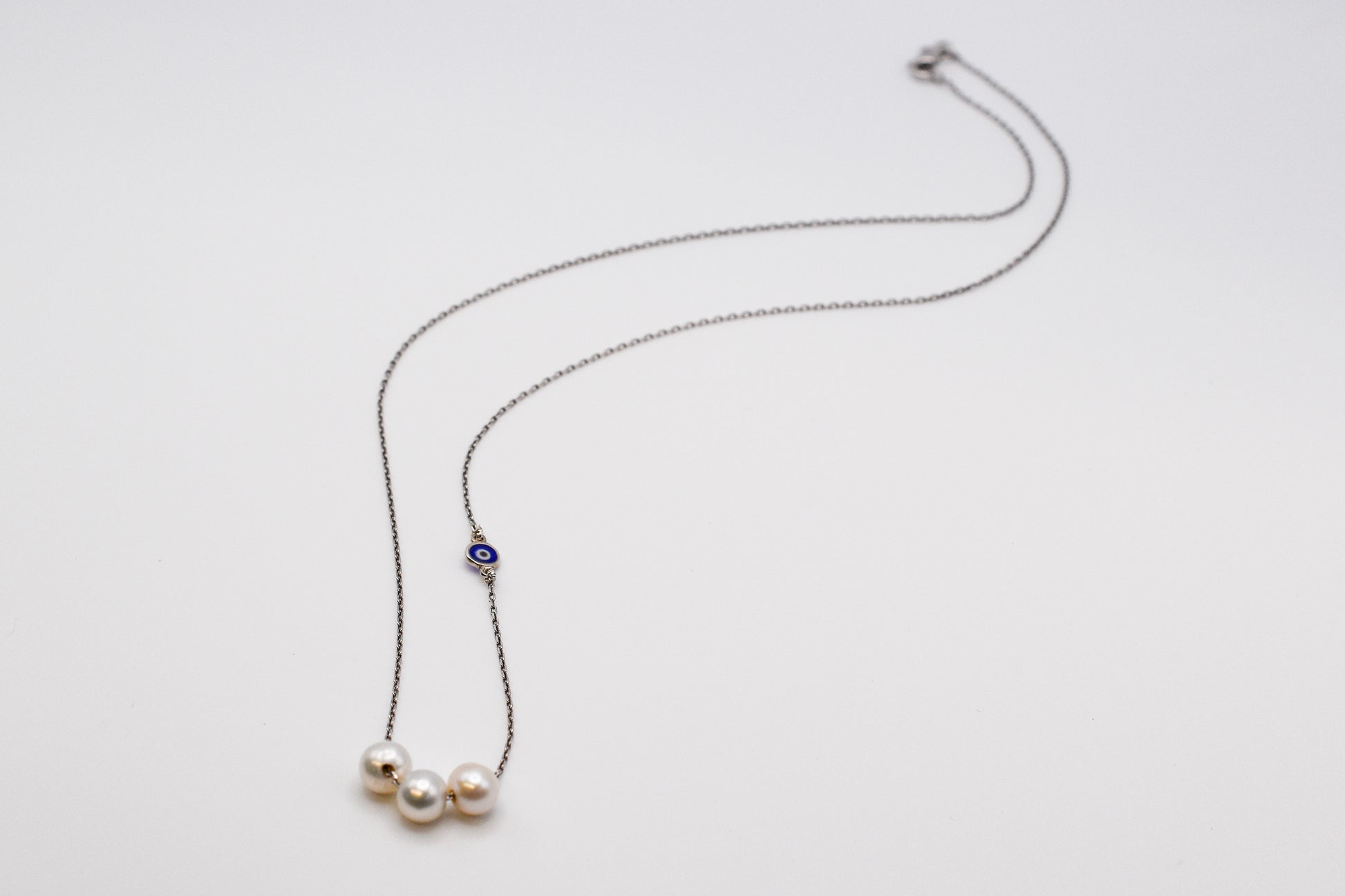 Pearl & Evil Eye Necklace