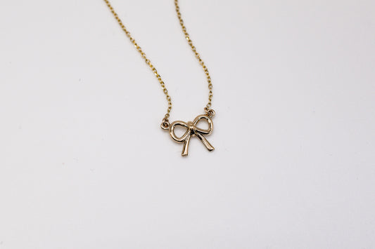 Small Gold Bow Necklace