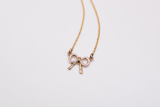 Small Enamel Bow Necklace