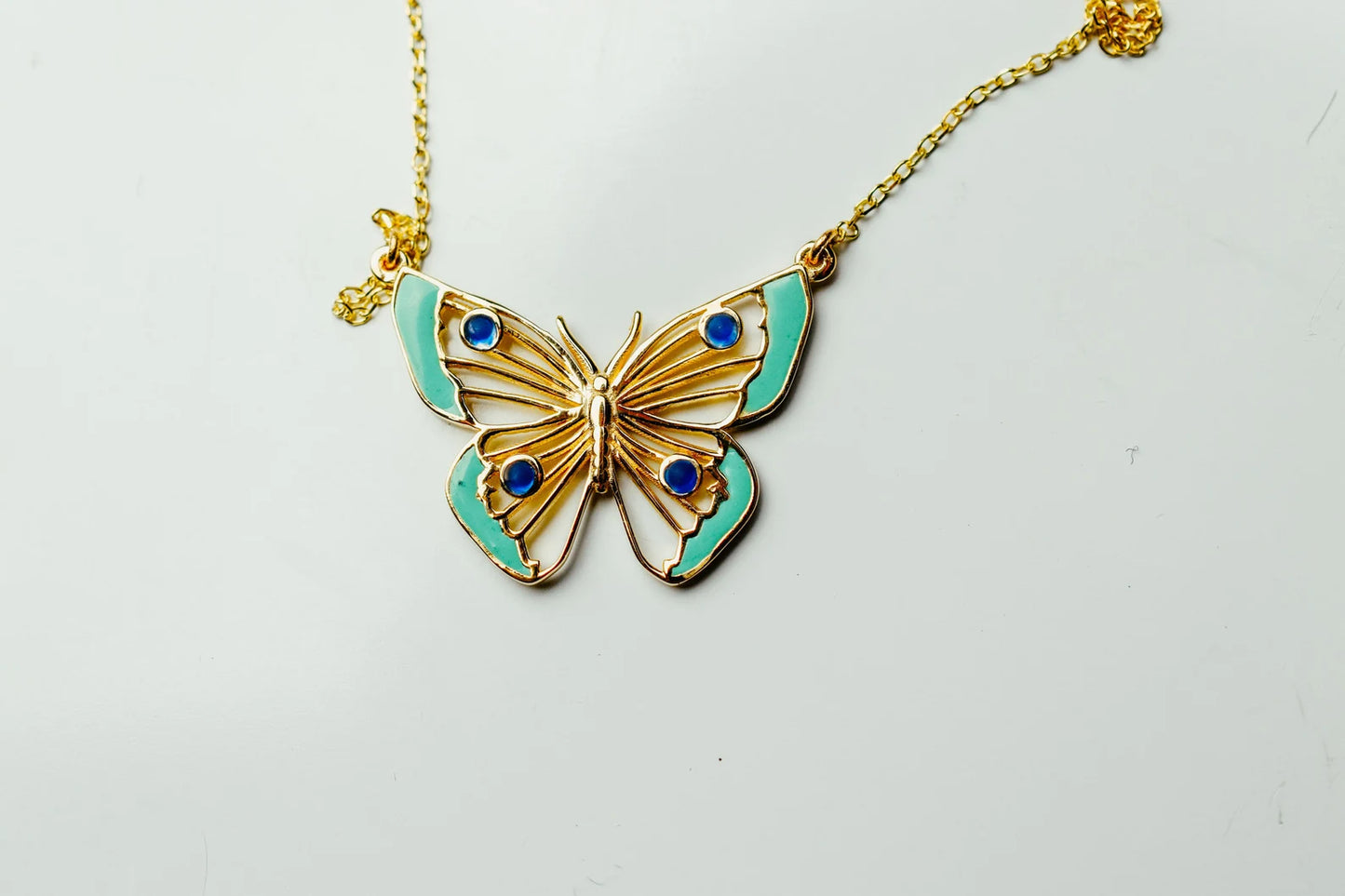 Enamel Tipped Butterfly Necklace