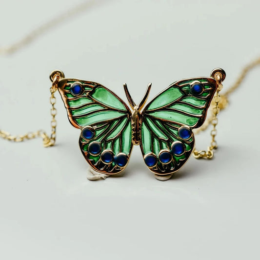 Blue Gemstone Butterfly Necklace