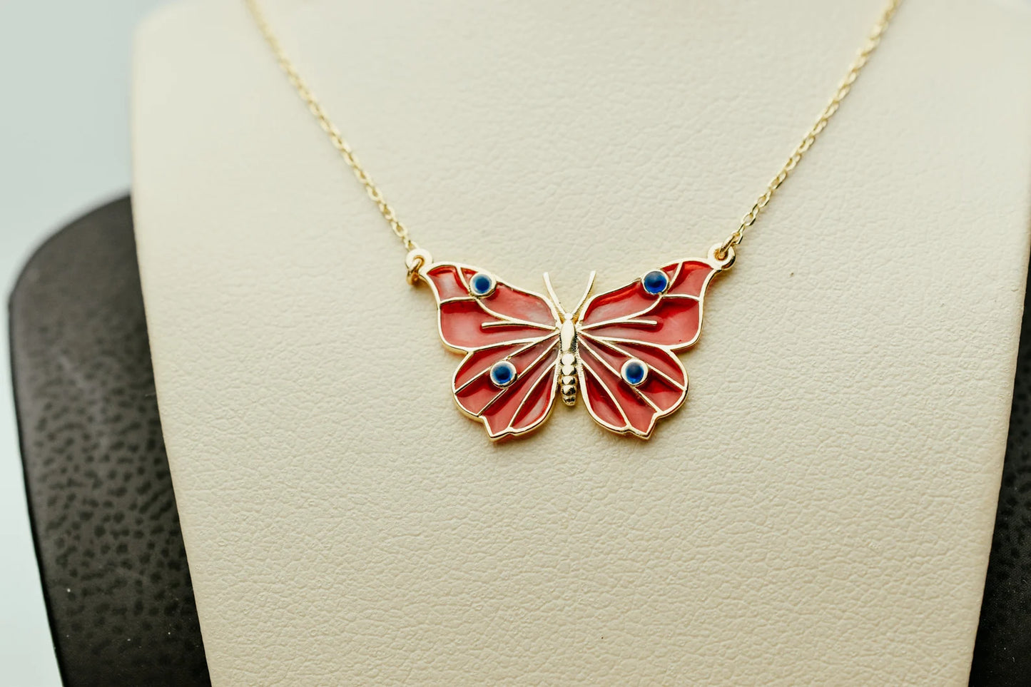 Pink Gemstone Butterfly Necklace